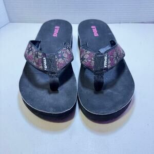 TEVA 2 in Platform Flip Flops with Purple and Tan Webbing SZ 9.5